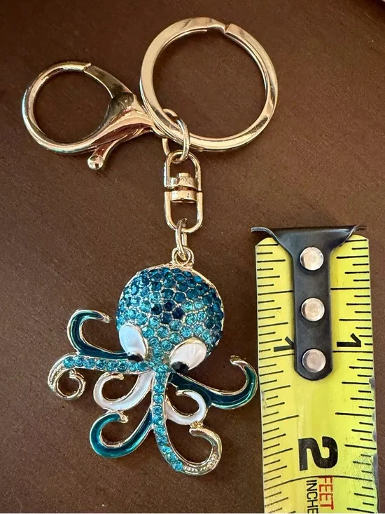 Turquoise Rhinestone Octopus Keychain-NWOT - Picture 2 of 3